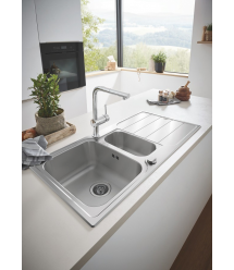 Grohe Мойка кухонная K500, нерж.cталь, прямоуг., с крылом, 1000x500x200мм, чаша - 2, врезная, нержавеющая сталь