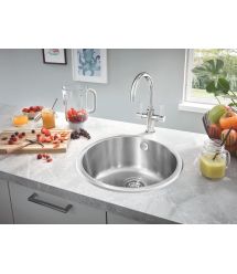 Grohe Мойка кухонная K200, нерж.cталь, круглая, без крыла, 440x440x178мм, чаша - 1, врезная, нержавеющая сталь