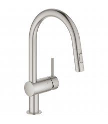 Grohe Змішувач для кухні Vento Dual Spray, довж.виливу - 223мм, поворотний/витяжний, 1важіль, супер сталь