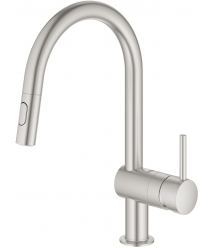 Grohe Змішувач для кухні Vento Dual Spray, довж.виливу - 223мм, поворотний/витяжний, 1важіль, супер сталь