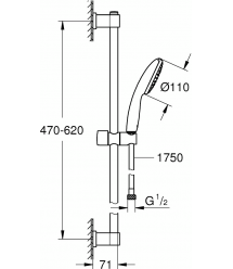 Grohe Душевой гарнитур Vitalio Start 110 на держателе, душ - 1 функц., шланг - ПВХ, хром