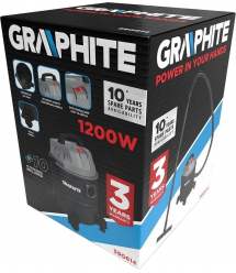 Graphite Пылесос профессиональный, 1200Вт, 18кПа, контейнер 20л, розетка 220В/1200В, колеса