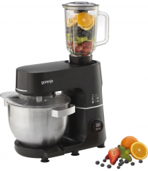 Gorenje Кухонная машина 1000Вт, дисплей, чаша-металл, корпус-металл+пластик, насадок-7, черный
