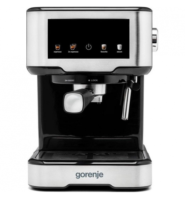 Gorenje Кофеварка рожковая 1.5л, молотый, ручной капучинатор, нерж