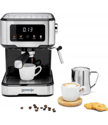Gorenje Кофеварка рожковая 1.5л, молотый, ручной капучинатор, нерж