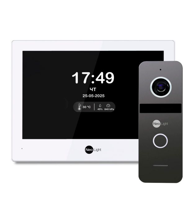 Комплект Wi-Fi IP-видеодомофон 8 дюймов и вызывной панели NeoLight Solo IPW Graphite