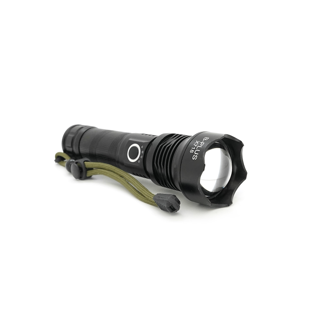 Ліхтарик BP-X718 P90, Zoom, 1 режим, корпус метал, акум 18650, індикація заряду, USB кабель, BOX
