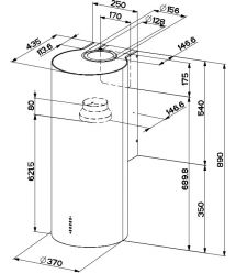 Faber Вытяжка купольная, 37см, 1136м.куб/ч, Cylindra Plus Bk Matt A37, черный матовый