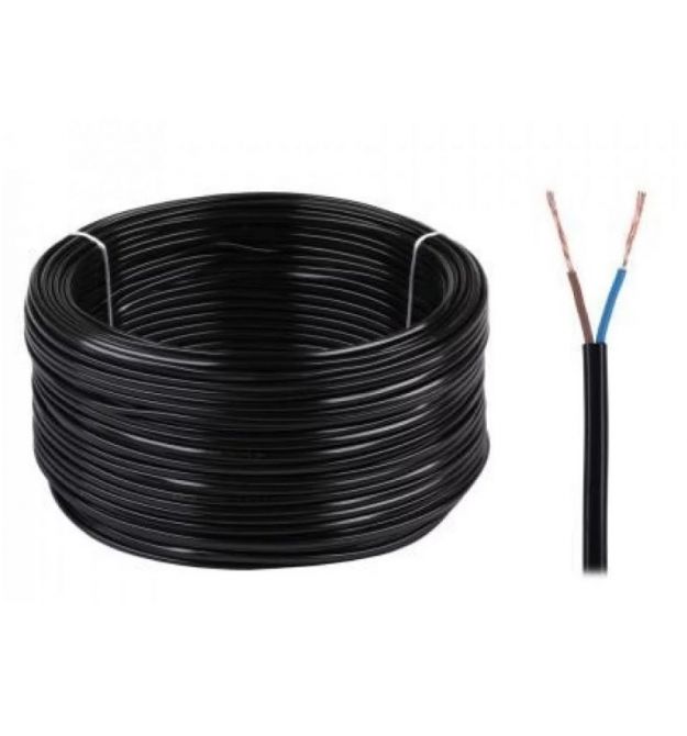 Кабель живлення 2 жили 2х0,5мм², CU, чорний, 100м - 1 бухт