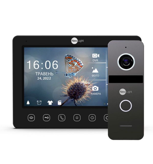 Комплект видеодомофона NeoLight Kappa+ HD WF 7 дюймов и вызывной панели NeoLight Solo Graphite