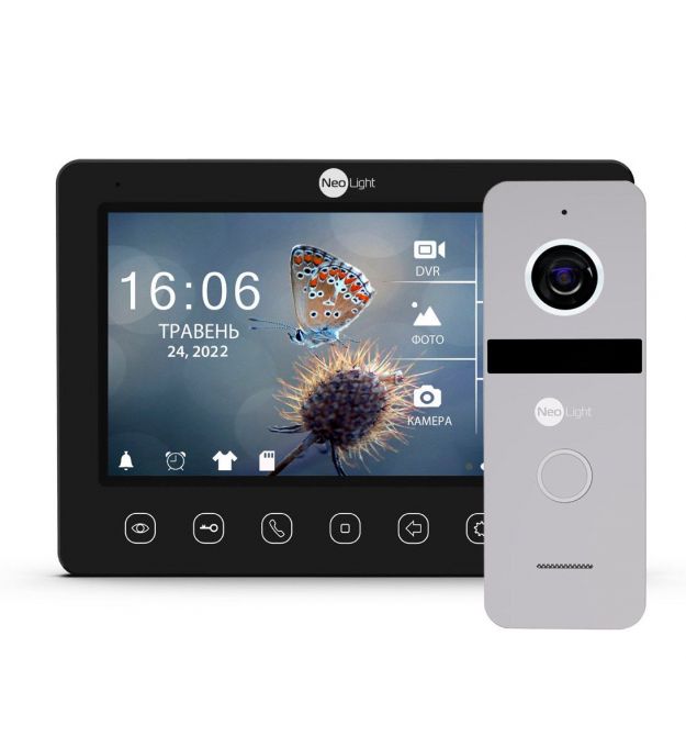 Комплект видеодомофона NeoLight Kappa+ HD WF 7 дюймов и вызывной панели NeoLight Solo Silver