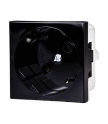 Розетка модульная 45х45х40 мм, с заземлением, без защитных шторок PC-ABS, черная Серия Quadro