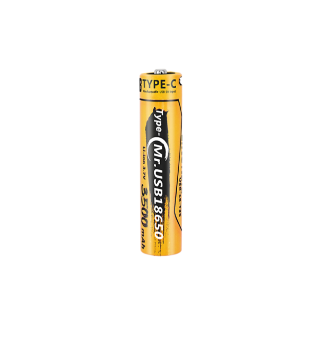 Акумулятор 18650 Li-Ion LiitoKala USB-18-T35, 3500mAh (3400-3500mAh), 3.7V (2.7-4.2V), Type-C, 18.6*72mm, Yellow