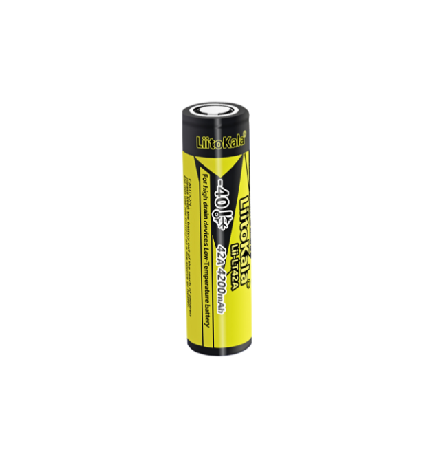 Акумулятор 21700 Li-Ion LiitoKala LT42A, 4200mAh, 45A, 3.7V (2.5-4.2V), 21*70mm, LowTemp-40-60℃, Black - Yelow