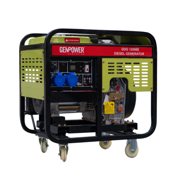 Генератор дизельний GDG 12000E, 1-фазний 230V, 50Hz, 12kVA - 9.6kW, бак 30 л, витрата 0,28 л - кВтЧ, пуск: стартер - AVR, 770х82