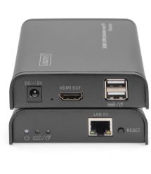 Digitus Удлинитель HDMI KVM по IP, комплект, Full HD, 1080p, через сетевой кабель (Cat 5, 5E, 6), 120м