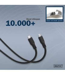 Digitus Кабель USB-C зарядки/синхронизации, 2м, USB 4.0 Gen2, 20G, 240W, 8K, силиконовый, черный