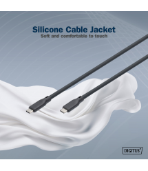 Digitus Кабель USB-C зарядки/синхронизации, 2м, USB 3.2 Gen1, 5G, 100W, 4K, силиконовый, черный