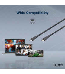 Digitus Кабель USB-C зарядки/синхронизации, 2м, USB 3.2 Gen1, 5G, 100W, 4K, силиконовый, черный