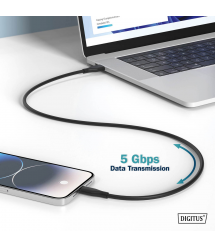 Digitus Кабель USB-C зарядки/синхронизации, 2м, USB 3.2 Gen1, 5G, 100W, 4K, силиконовый, черный