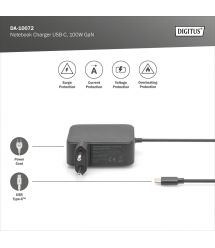 Digitus Зарядное устройство notebook USB-C, 100W GaN