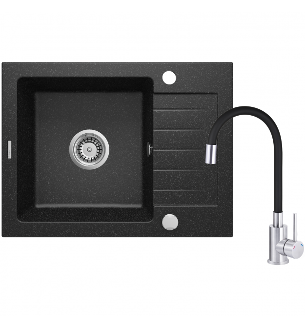 Deante Набор для кухни Zorba, гранитная мойка ZQZ_211A + смес. BOC_X72M, графит