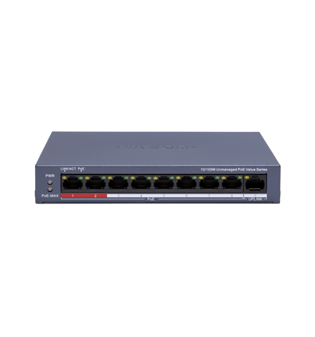 9-ти портовий POE комутатор Hikvision DS-3E0109P-E - M(C), 8xRJ45 (100M) PoE + 1x RJ45 (100M)