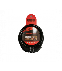 Замок велосипедний тросовий кодовий BG-202, довжина 12*600мм, АBS - сталевий дріт, Black