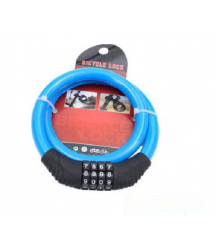 Замок велосипедний тросовий кодовий BG-202, довжина 12*600мм, АBS - сталевий дріт, Blue