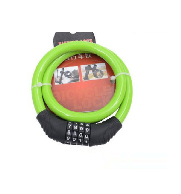 Замок велосипедний тросовий кодовий BG-202, довжина 12*600мм, АBS - сталевий дріт, Green