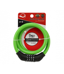 Замок велосипедний тросовий кодовий Smja-95, довжина 10*950мм, АBS - сталевий дріт, Green
