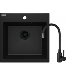 Deante Набор для кухни Evora, гранитная мойка ZQJ_X103 + смес. BOC_X72M, черный