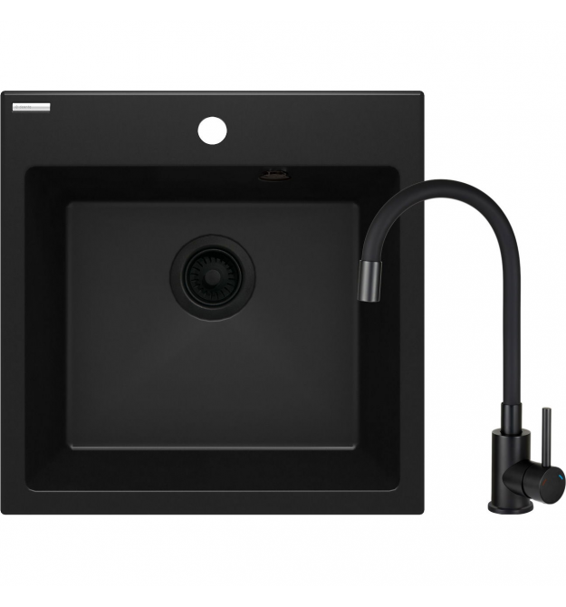 Deante Набор для кухни Evora, гранитная мойка ZQJ_X103 + смес. BOC_X72M, черный