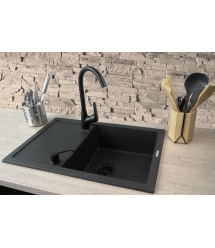 Deante Набор для кухни Corio, гранитная мойка ZQN_N113 + смес. BMO_062M + дозатор ZZZ_000D, графит