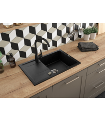 Deante Набор для кухни Corio, гранитная мойка ZQN_N113 + смес. BMO_062M + дозатор ZZZ_000D, графит