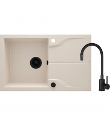 Deante Набор для кухни Andante, гранитная мойка ZQN_5113 + смес. BOC_X72M, беж