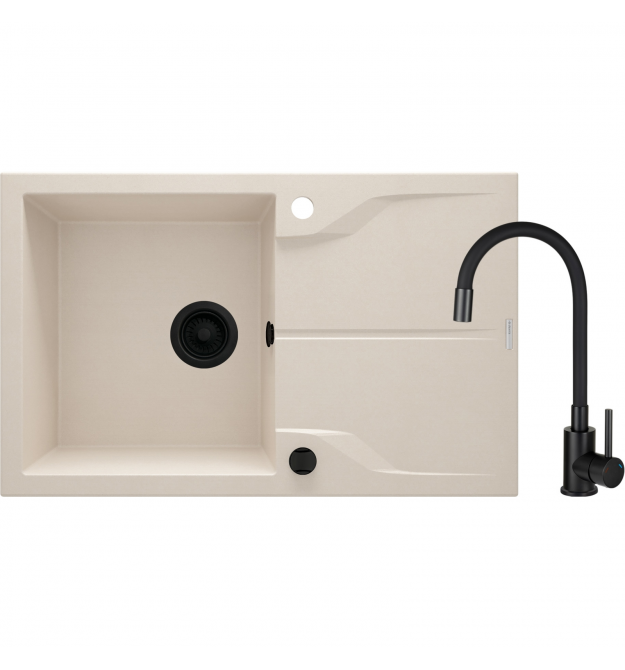 Deante Набор для кухни Andante, гранитная мойка ZQN_5113 + смес. BOC_X72M, беж