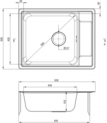 Deante Мойка кухонная Soul, нерж.cталь, прямоуг., с крылом, 630x500x165мм, чаша - 1, врезная, нерж