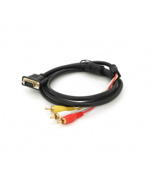 Кабель VGA (тато)-3RCA (тато) 1.5m, Black - Red, без обплетення, ОЕМ