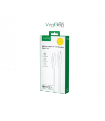 Кабель VEGGIEG V-M001C, Type-C(Male) to Type-C(Male) PD cable, 60 Вт, струм 3 А, 480 Мбіт - с, White, довжина 1,2 м, Box