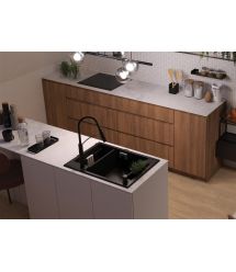 Deante Мойка кухонная Magnetic, гранит, прямоуг., с крылом, 690х500х219мм, чаша - 1.5, врезная, антрацит