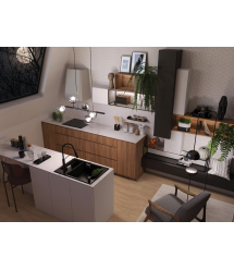 Deante Мойка кухонная Magnetic, гранит, прямоуг., без крыла, 690х500х219мм, чаша - 1.5, накладная, черный