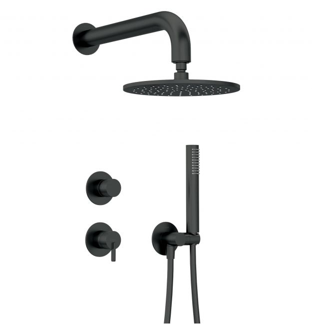 Deante Душевой набор Silia со смесителем, верхний душ, лейка, крепл. - скрытого монтажа , черный