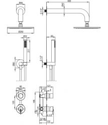 Deante Душевой набор Silia со смесителем, верхний душ, лейка, крепл. - скрытого монтажа , черный