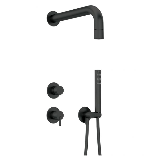 Deante Душевой набор Silia со смесителем, верхний душ, лейка, крепл. - скрытого монтажа , черный