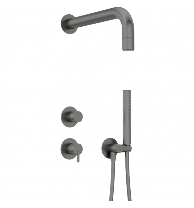 Deante Душевой набор Silia со смесителем, верхний душ, лейка, крепл. - скрытого монтажа , титан