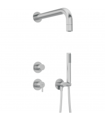 Deante Душевой набор Silia со смесителем, верхний душ, лейка, крепл. - скрытого монтажа , матовая сталь