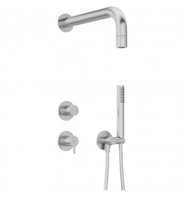 Deante Душевой набор Silia со смесителем, верхний душ, лейка, крепл. - скрытого монтажа , матовая сталь