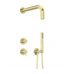 Deante Душевой набор Silia со смесителем, верхний душ, лейка, крепл. - скрытого монтажа , брашованое золото