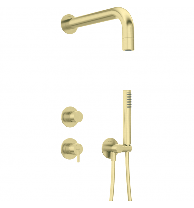 Deante Душевой набор Silia со смесителем, верхний душ, лейка, крепл. - скрытого монтажа , брашованое золото